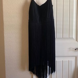 Gianni Bini black fringe cocktail dress | size 8